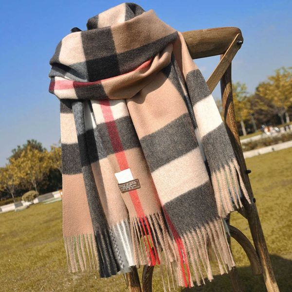 

cashmere winter and long scarf quality headband fashion printed check big plaid shawls, Blue;gray