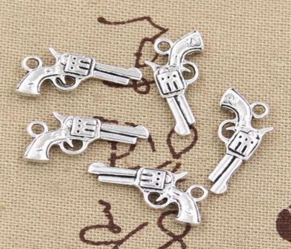 

100pcs pistol gun charms 22x12mm for making antique pendants vintage tibetan silver color diy craft jewelry1449649, Bronze;silver