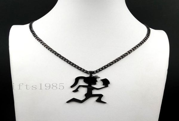 

mens large hiphop black hatchet girl stainless steel pendant cuban chain necklace juggalette279j6306936, Silver