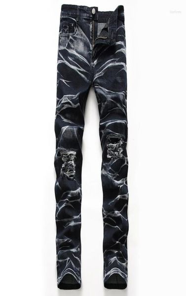 

men039s jeans classic direct stretch black business casual denim pants slim scratched long trousers gentleman cowboys3309141, Blue