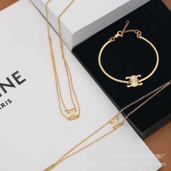 

ce arc de triomphe double layer for women's summer 18k gold light luxury small and popular new necklace with high sense collar chain, Silver