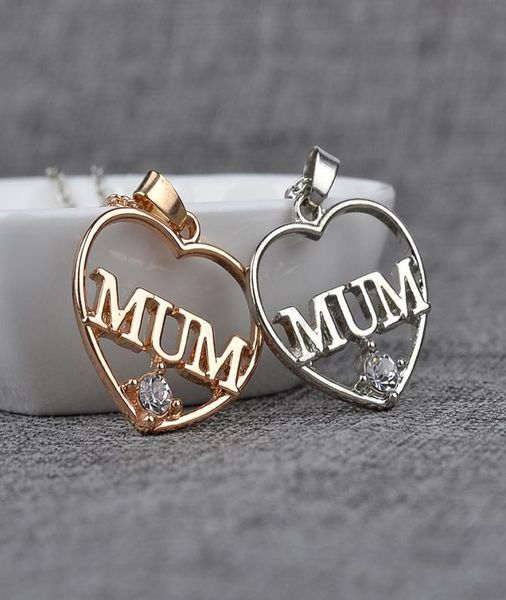 

new mother039s day gift love mum heart pendant rhinestone necklaces jewelry for women mom lz9117965382, Silver