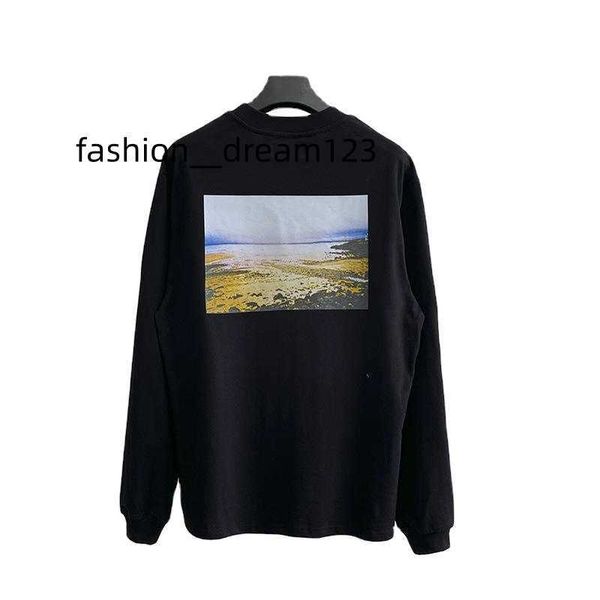 

custom autumn loose high-quality printed heat transfer hip hop long sleeve men's and women's t-shirts, White;black