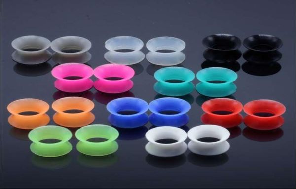 

20 ps per lot mix color silicone ear tunnels man womans ear gauge fashion punk jewelry tunnels plugs ear stretcher who2223429, Silver
