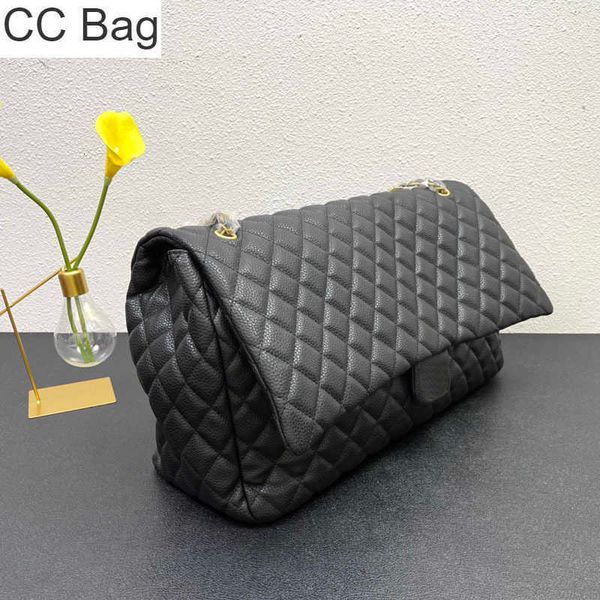 

other bags cc bag luxury brand shoulder classic single flap maxi calfskin xxl caviar leather aged gold/silver metal matelasse chain c, Black;red