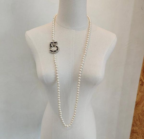 

2023 luxury quality charm long chain pendant necklace with nature shell beads and sparkly diamond in 18k gold plated have box stam6675035, Golden