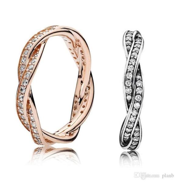 

designer jewelry 925 silver wedding ring bead fit p of fate stackable ring set cubic zirconia diamonds european style 3736466, Slivery;golden