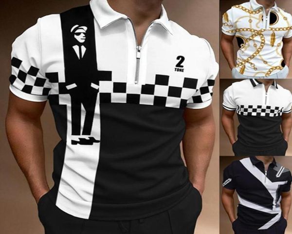 

men039s polos men39s lapel ska style zip short sleeve casual shirt en039s men039smen039s etha226241121, White;black