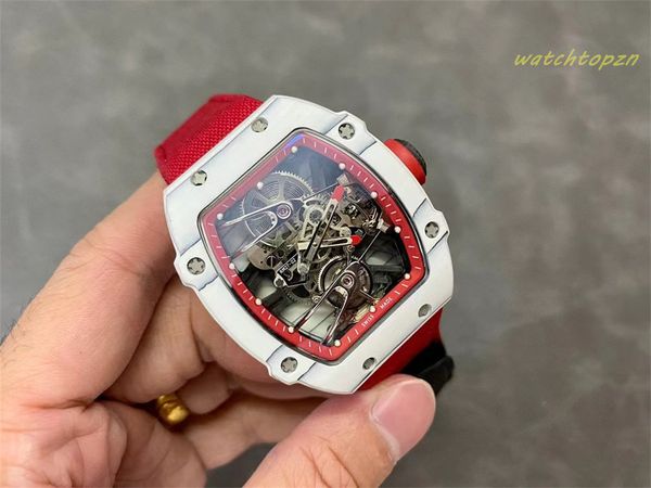 

2023new watch rm27-02 sport watch full carbon fiber case floating tourbillon movement brinedband titanium buckle 52 hours power storage, Slivery;golden