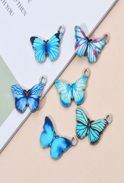 

enamel blue butterfly charms pendants 10pcslot for jewelry making diy handmade craft accessories for women2899440, Silver