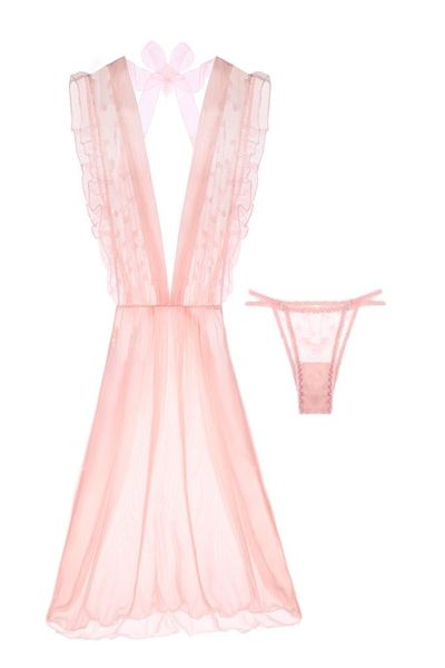 

yomrzl a535 new arrival summer gauze women039s nightgown pink dot sleepwear sweet sleeo dress sext lingeries7395670, Black;red
