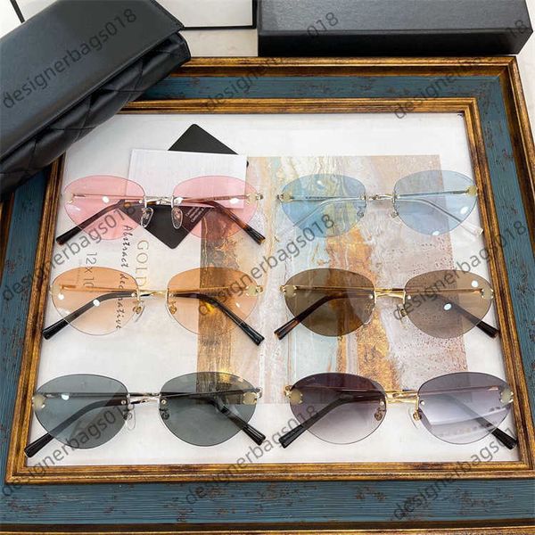 

Xiao Xiang family sunglasses CH Xiaoxiangjia's new fashionable cat-eye The same frameless cut edge ch4322