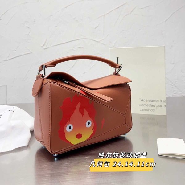 

luxury designer loevve bag fashion tote shoulder canvas bags kasifahar mobile castle puzzle geometry splicing lingge miyazaki jun cobranding