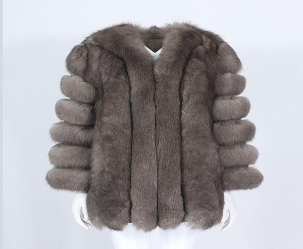 

oftbuy 2021 long winter jacket women real fur coat natural big fluffy fox fur outerwear streetwear thick warm new fashion brand6603293, Black