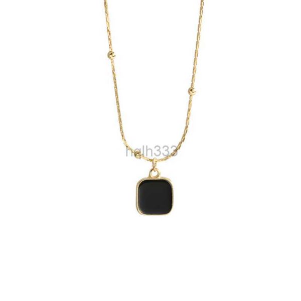 

black dark geometric square necklace women's light luxury small design sense collar chain new ins hip hop, Silver