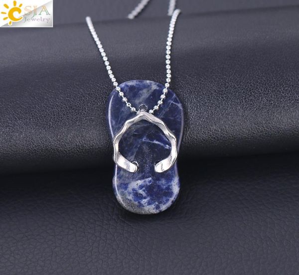 

csja natural stone lovely slipper shoe pendant necklace women black onyx white crystal collar charm jewelry bohemia style handicra8647282, Silver