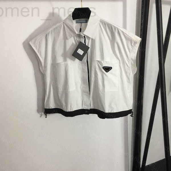 

women's blouses & shirts designer 23sshirt womens clothing neck blouse hem drawstring pocket sleeveless shirt vest quality women clothe, White