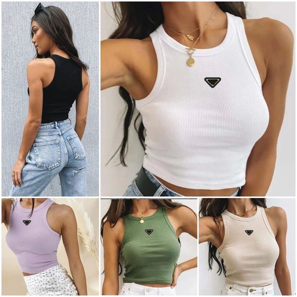 

prad designer summer white women tees crop embroidery off shoulder black tank casual sleeveless backless shirts luxury solid color vest