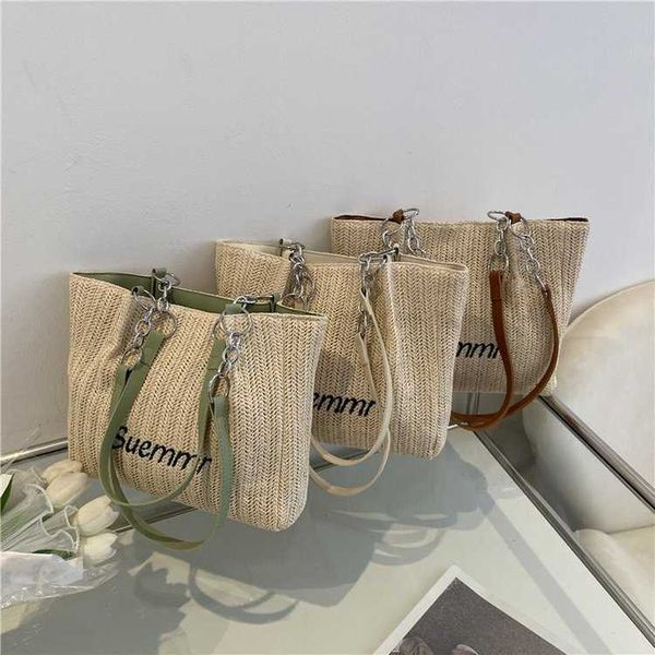 

grass woven large capacity women's bag summer versatile niche woven bag westernized commuting fashion one shoulder tote bag