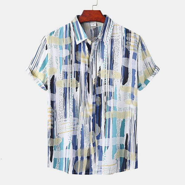 

men's dress shirts hawaiian shirt summer loose and breathable short sleeve harajuku slim fit formal clothes printed vintage floral blou, White;black