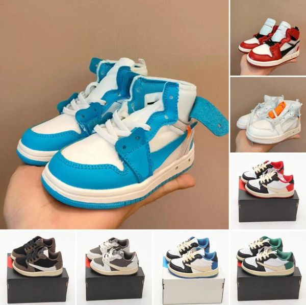 

jumpman 1 low high baby kids basketball shoes travis obsidian chicago boy girls children toddler 1s 2022 sport trainer sneaker size 26-35, Black