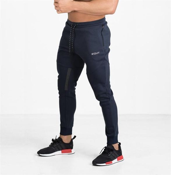 

men gyms pants 2017 casual elastic cotton mens fitness workout pants skinny sweatpants trousers jogger301l7009855, Black