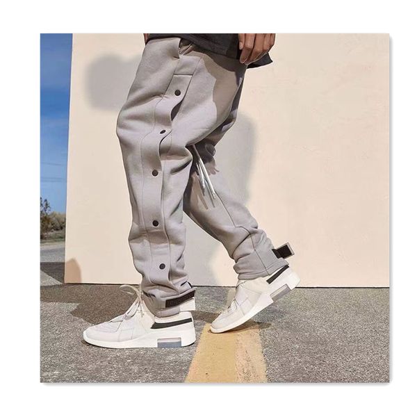 

ess pant men pant designer casual pants fashion side buckle drawstring tie feet elastic waist pure cotton pantsversatileloose menwomen sprin, Black