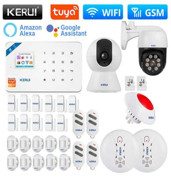 

other cctv cameras kerui w181 tuya smart wifi gsm security alarm system home security burglar kit motion detector door window sens7821343
