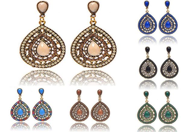 

bohemia water drop dangle earrings for women ladies europe vintage gemstone beaded earring party jewelry accessories7454314, Silver