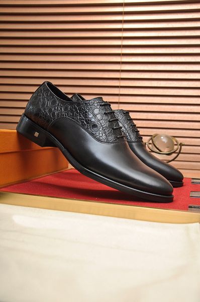 

new 2023 men dress shoes genuine leather fashion groom party wedding flats men brand formal handmade oxford shoes size 38-45, Black