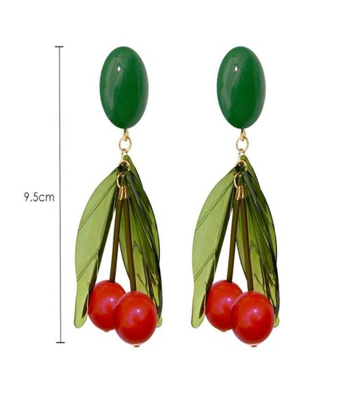

modern style red cherry tassel earrings female long earrings wild temperament earrings y19051002243v9201863, Golden