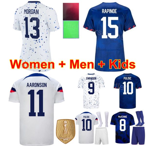 

national team kids men 10 pulisic soccer jerseys women 13 morgan 15 rapinoe 11 aaronson 9 ferreira 8 mckennie 11 smith 20 rodman 9 swanson f, Black;yellow