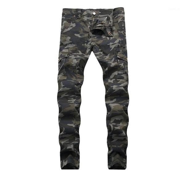 

men039s jeans men european and american folds slimfit trendy multipocket pants army green long4293798, Blue