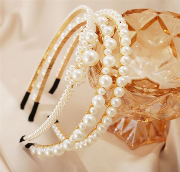 

new fashion wedding hair jewelry vintage pearl headband for women girls bohemian hair hoop mix styles mujer8853492, Silver
