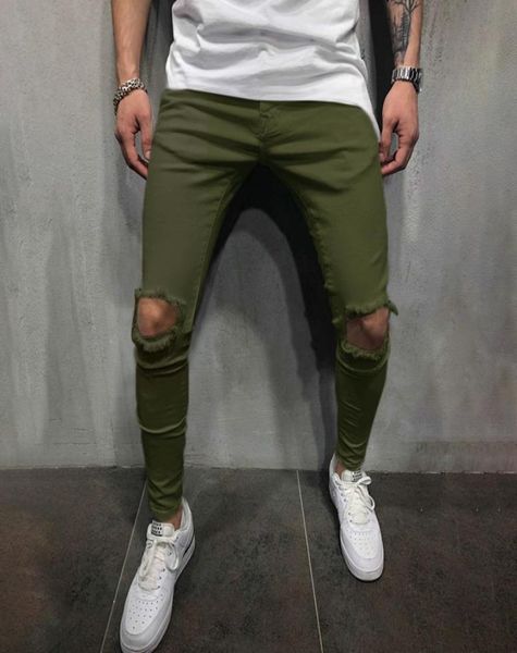 

new fashion men039s hole casual pencilpants mid pants men drawstring jogger pants solid leisure male sweatpants jogger28454974100087, Black