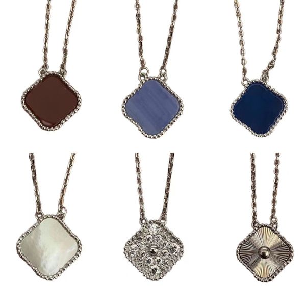 

12 color designer necklace sier plated brand necklace diamond stamp party van clover jewelry fashion copy long chain copper never fade, Silver