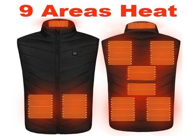 

9 areas heated vest men women electric heated jacket thermal vest jacket heating men tactical veste chauffante19484476, Black;white