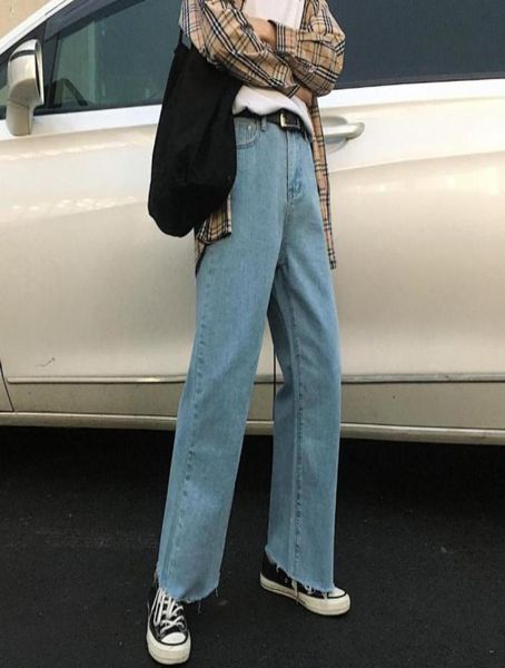 

2019 spring men039s new baggy homme casual wide leg pants classic cargo pocket jeans bluewhite color biker denim trousers mxl503906611513, Blue