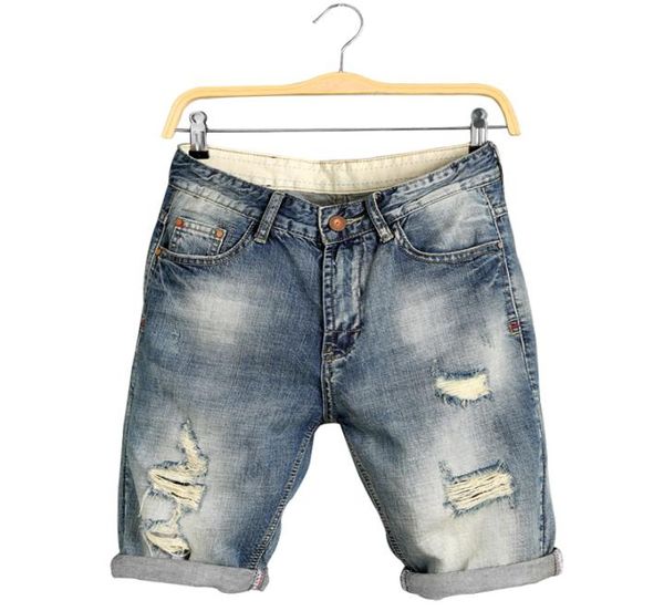 

men jeans knee length summer denim shorts male bermuda skate board harem mens jogger ripped wave plus size 28 402403054, Blue