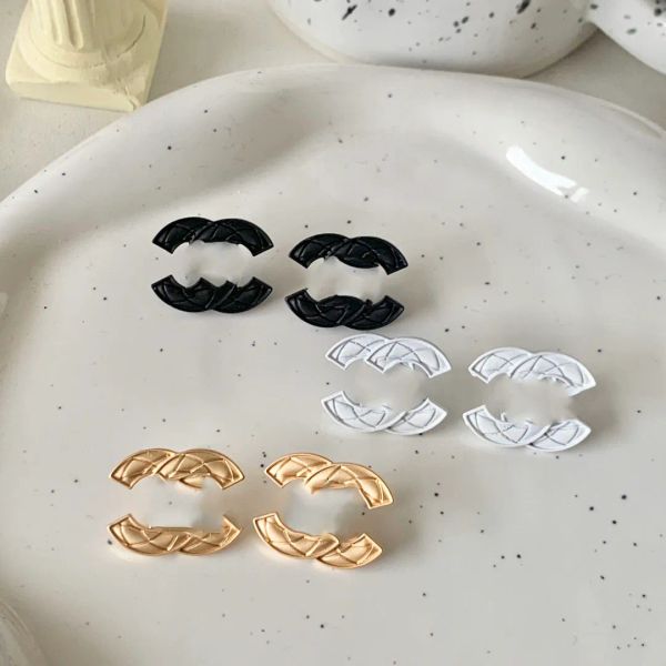 

3color luxury brand designers letters stud 18k gold plated 925 silver geometric women crystal rhinestone pearl hoop earring wedding party je, Golden;silver