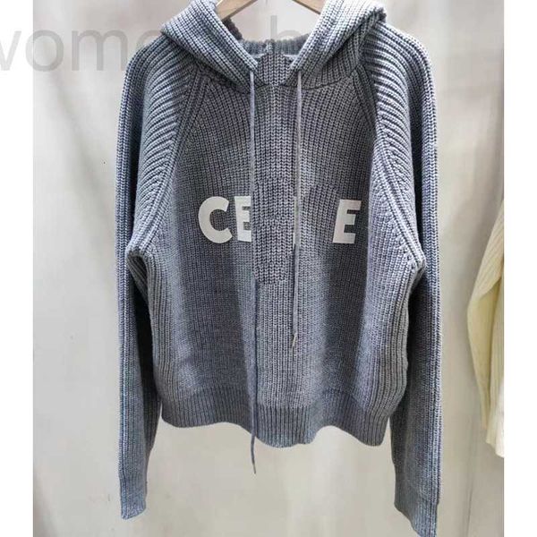 

women's knits & tees designer ce family wool hooded pullover long sleeve sweater women's lazy wind grey versatile new autumn winte, White