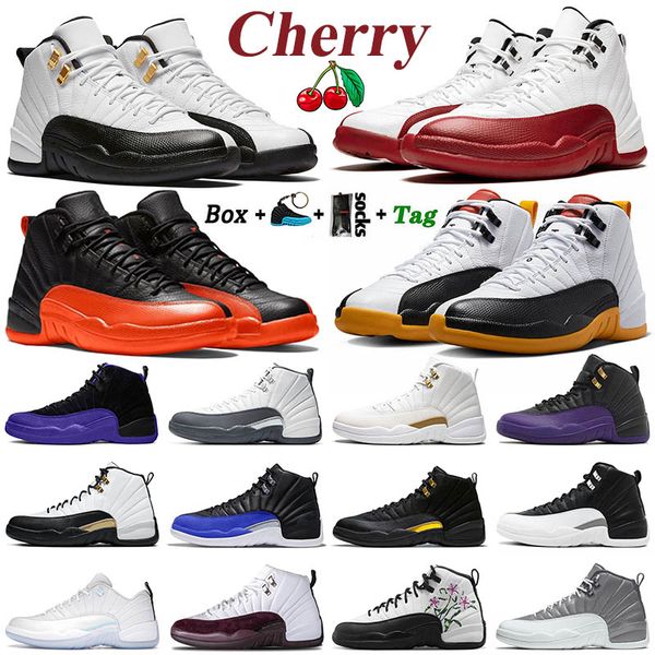 

with box jumpman basketball shoes 12 low pink taxi 12scny 12s ovo flu game brillant orange royal blue cherry men women sneakers sports desig, Black