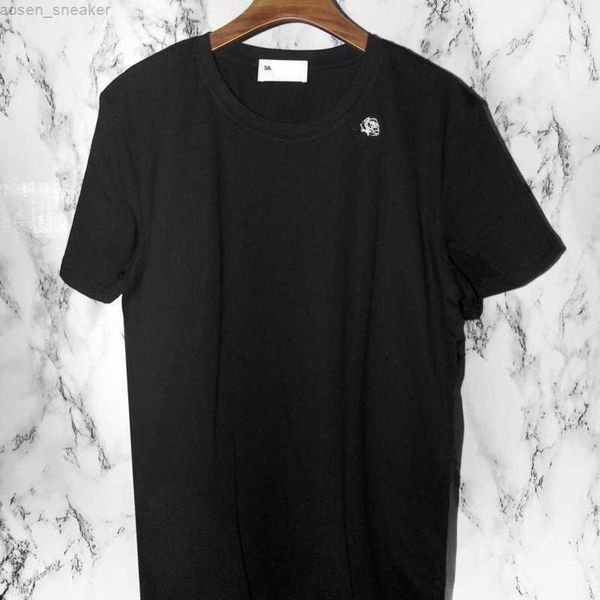 

cotton t-shirt fashion summer round neck short sleeve breathable mens womens sweatshirt chest rose print casual shirt loose thin pullover, White;black