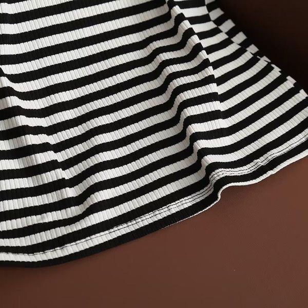 

dress women 2023 new fashion elastic slim stripe vest vintage o neck sleeveless wide straps female waistcoat chic 0682/875, White