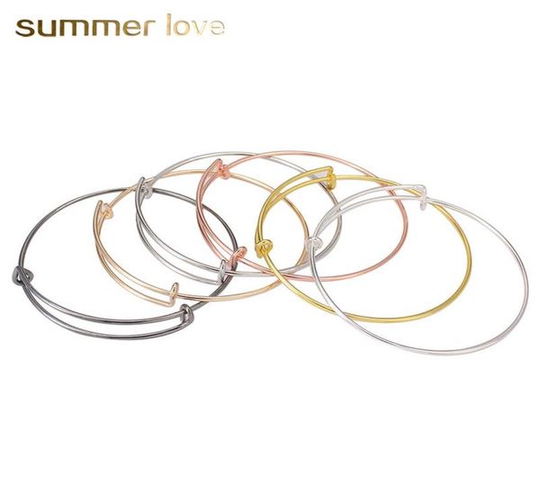 

quality guranteed expandable wire bangle bracelet for beading charm 6365mm silver gold color diy women bracelet jewelry gift8857229, Black