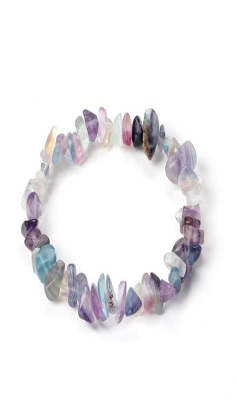 

natural gem stone bracelet irregular fluorite crystal stretch chip beads nuggets bracelets bangles quartz wristband for women7404814, Black