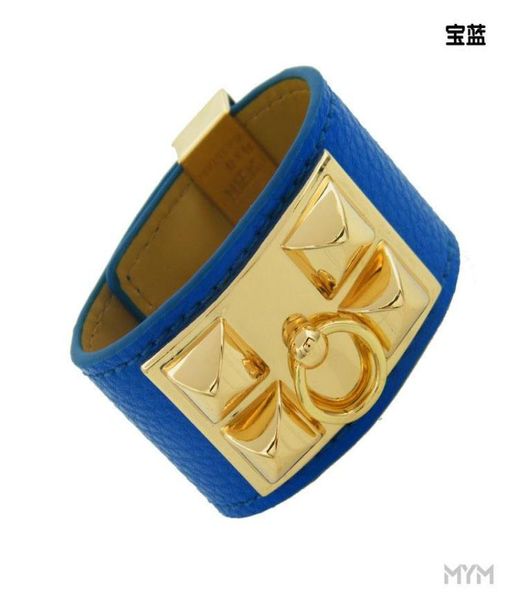 

key4fashion new stainless steel rotating word metal buckles leather bracelet simulation pu punk rivets h bracelet lovers leather b1726470, Golden;silver
