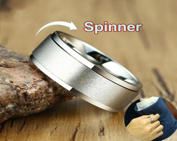 

68mm spinner punk ring for men stress release accessory classic stainless steel wedding band casual sport jewelry1440574, Silver
