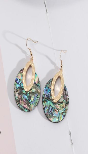 

round dangle earrings hammered alloy abalone shell fashion trendy whole drop ship punk styles ear jewelry for women6286828, Silver