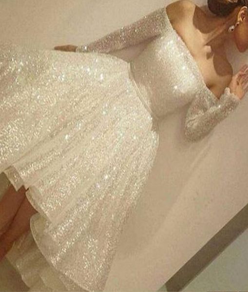 

white prom dresses sparkly sequins bling bling sparkly off the shoulder high front and low back evening dresses long sleeve party 7672073, Black